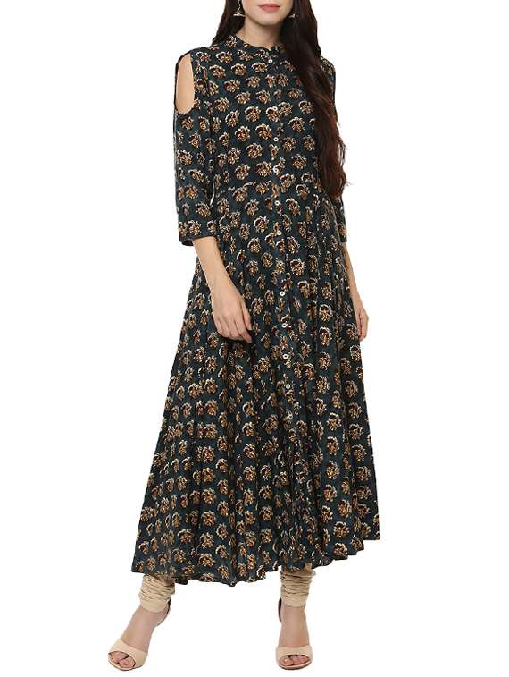 grey rayon flared kurta