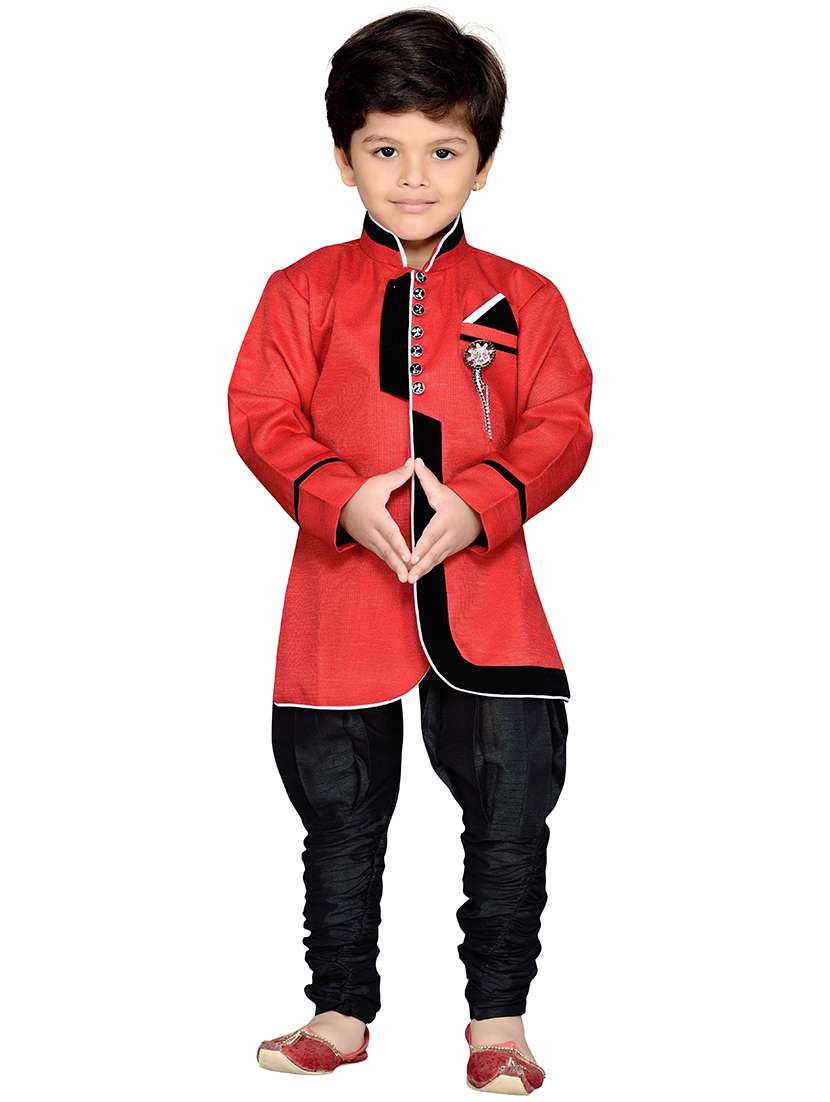 red cotton blend kurta set - 14405595 - Standard Image - 1