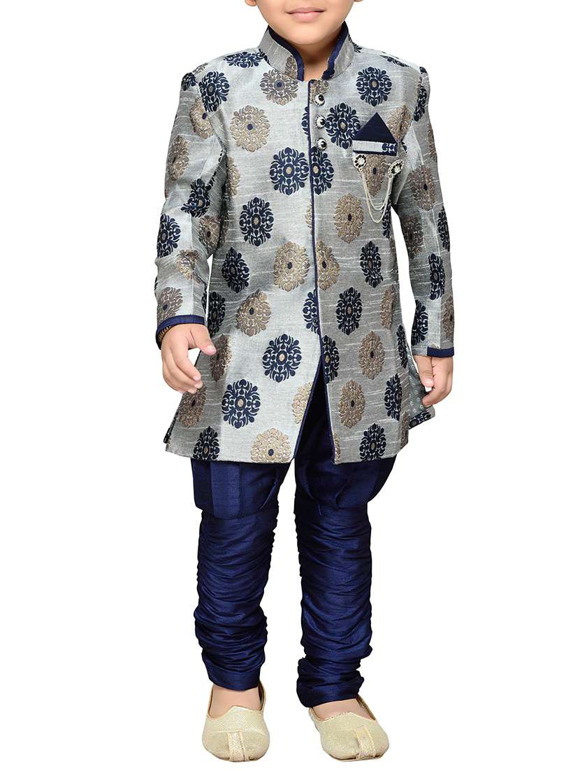 grey silk blend kurta sets