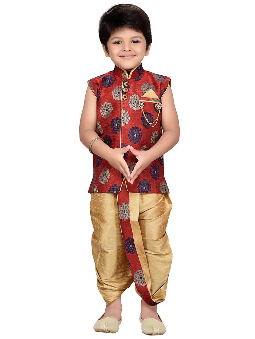 red silk blend kurta sets - 14405615 -  Standard Image - 1