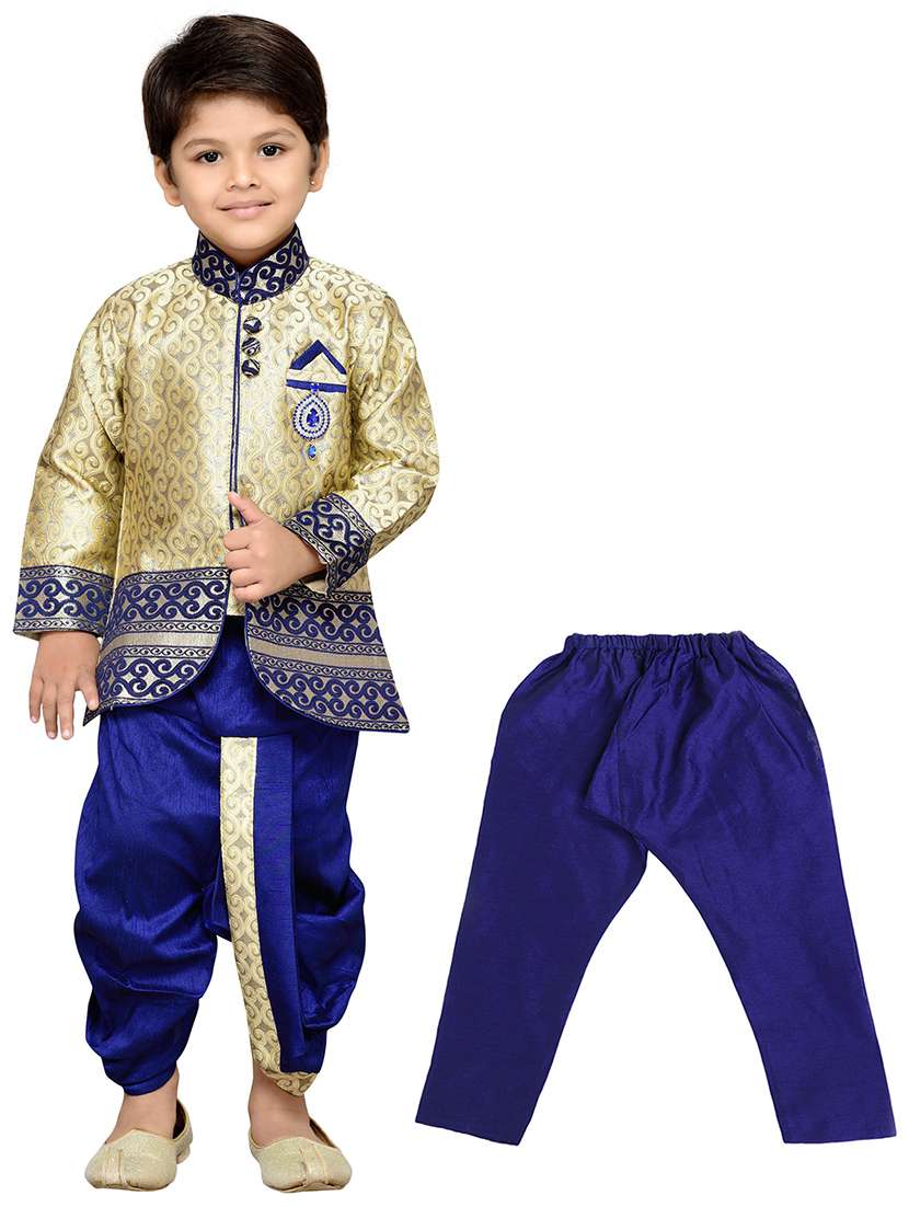 blue silk blend dhoti kurta sets - 14405624 -  Standard Image - 1