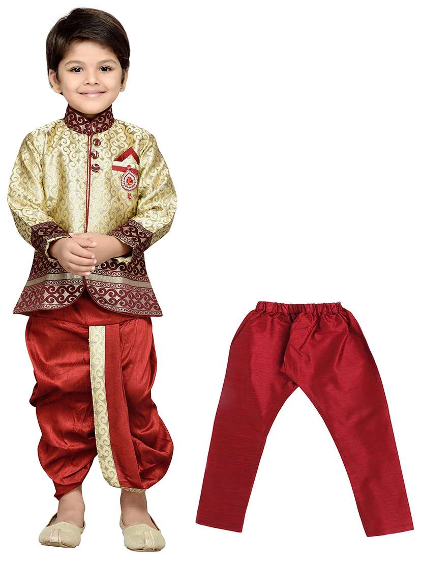 red silk blend dhoti kurta sets - 14405625 -  Standard Image - 1