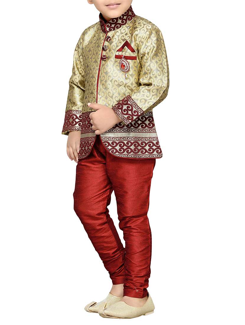red silk blend dhoti kurta sets - 14405625 -  Standard Image - 4