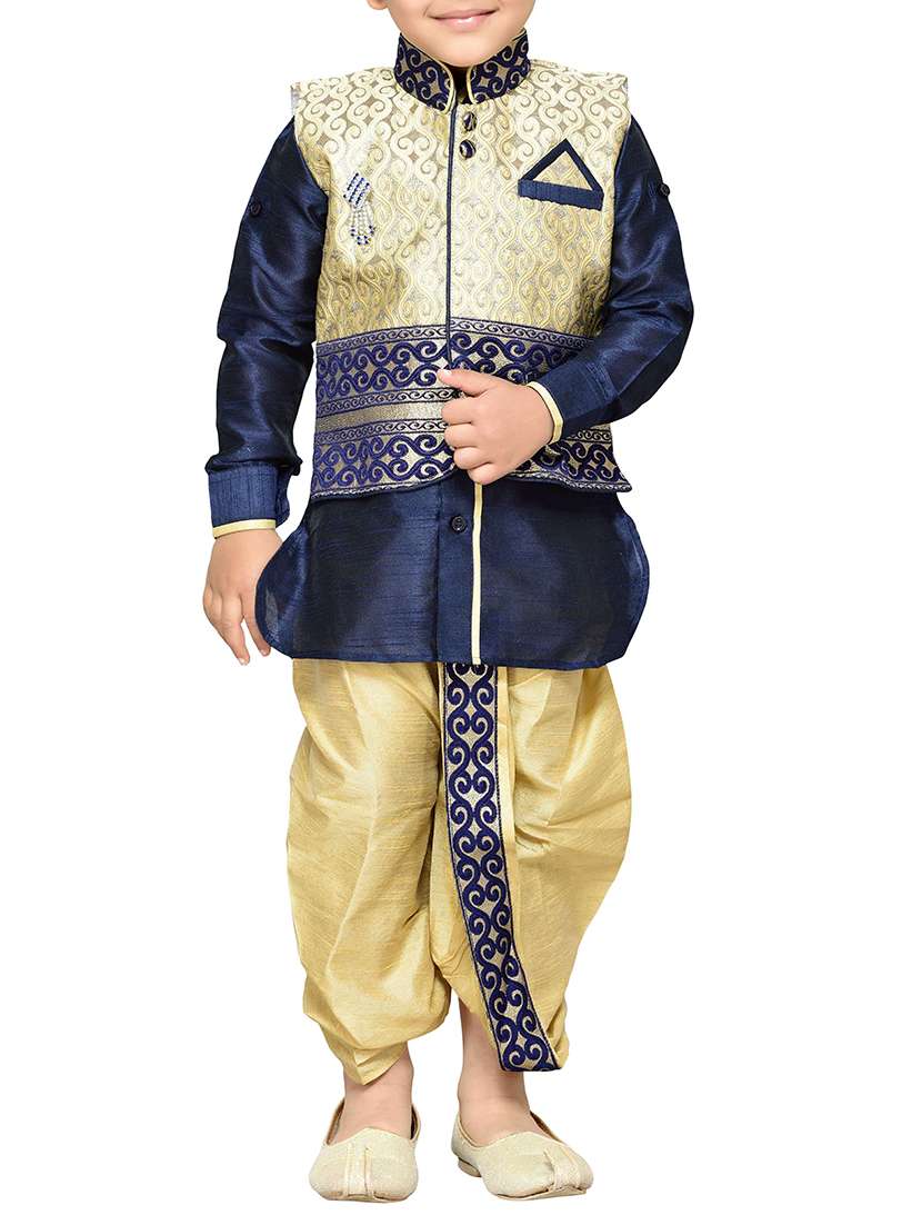 blue silk blend kurta sets