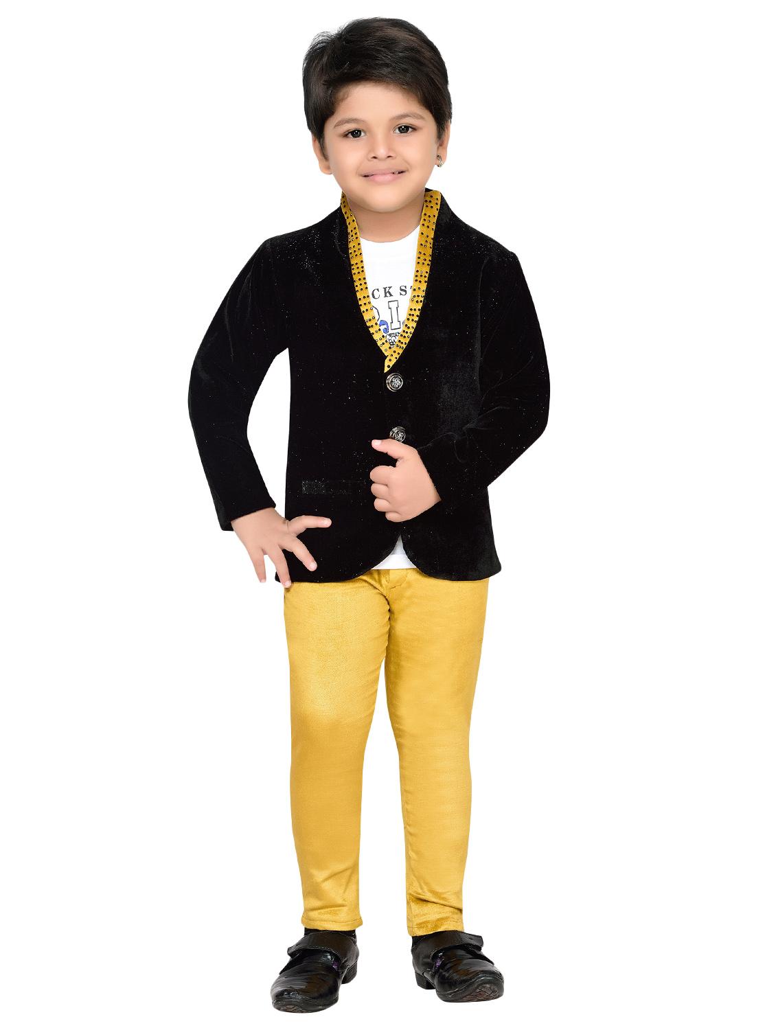 yellow and black velvet suit set - 14408961 - Standard Image - 1