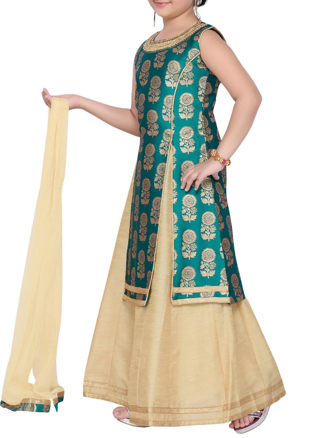 green silk lehenga choli - 14409890 - Standard Image - 1