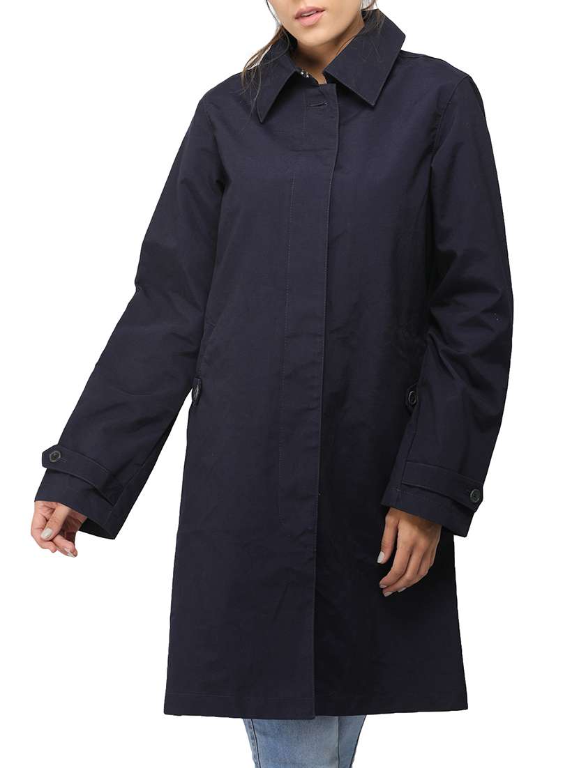navy blue cotton casual coat