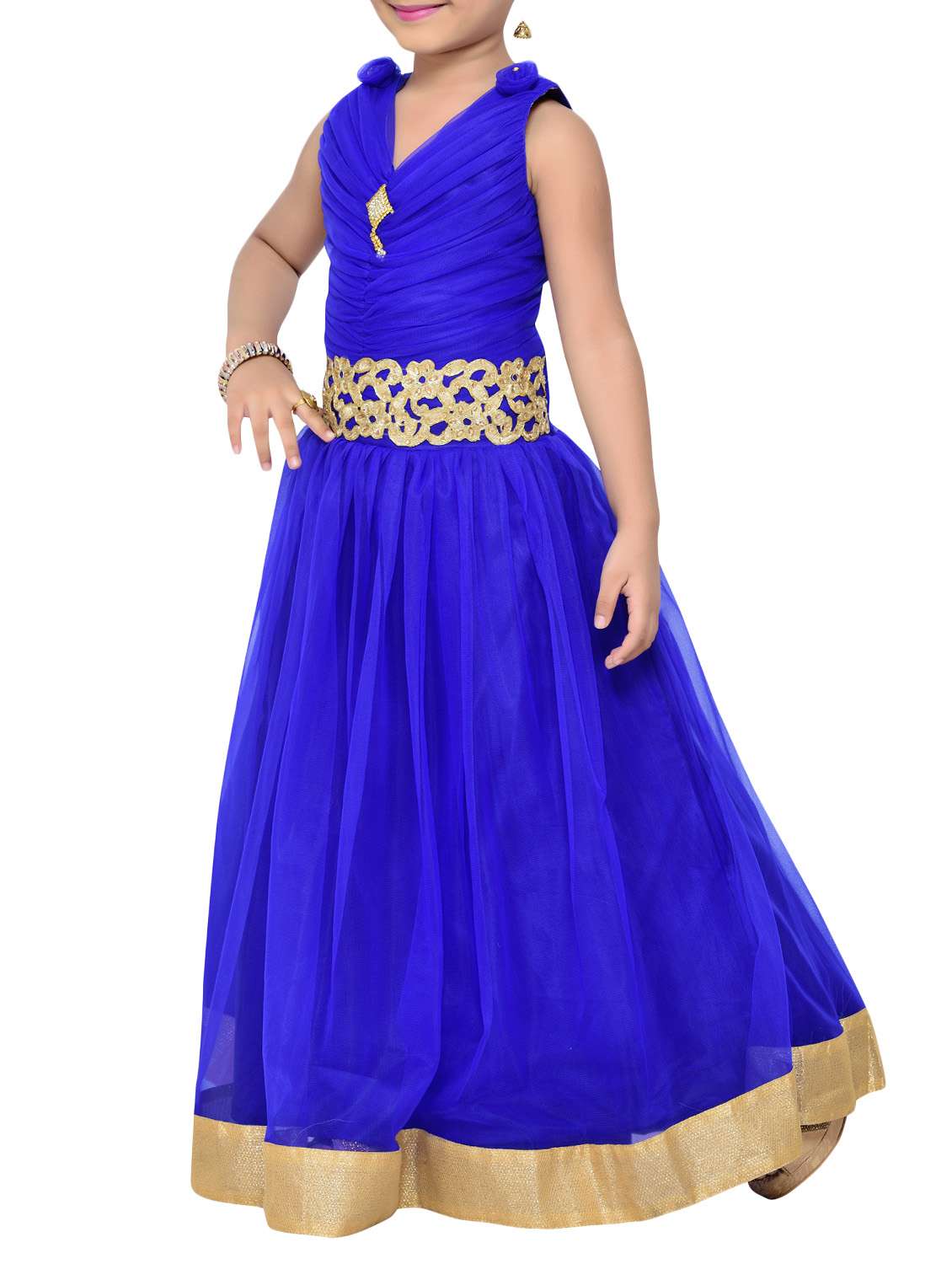 blue satin party gown - 14411115 - Standard Image - 1