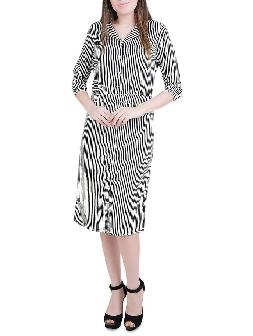 tie back striped belted dress