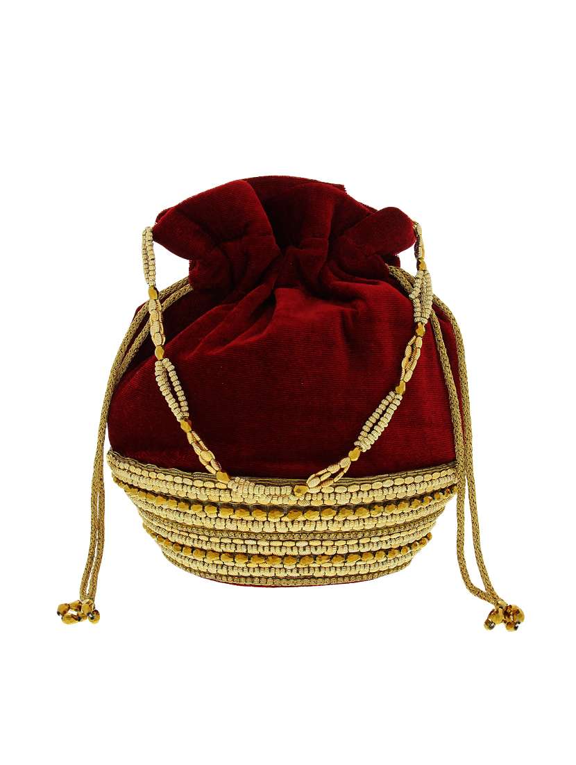 maroon velvet ethnic potli
