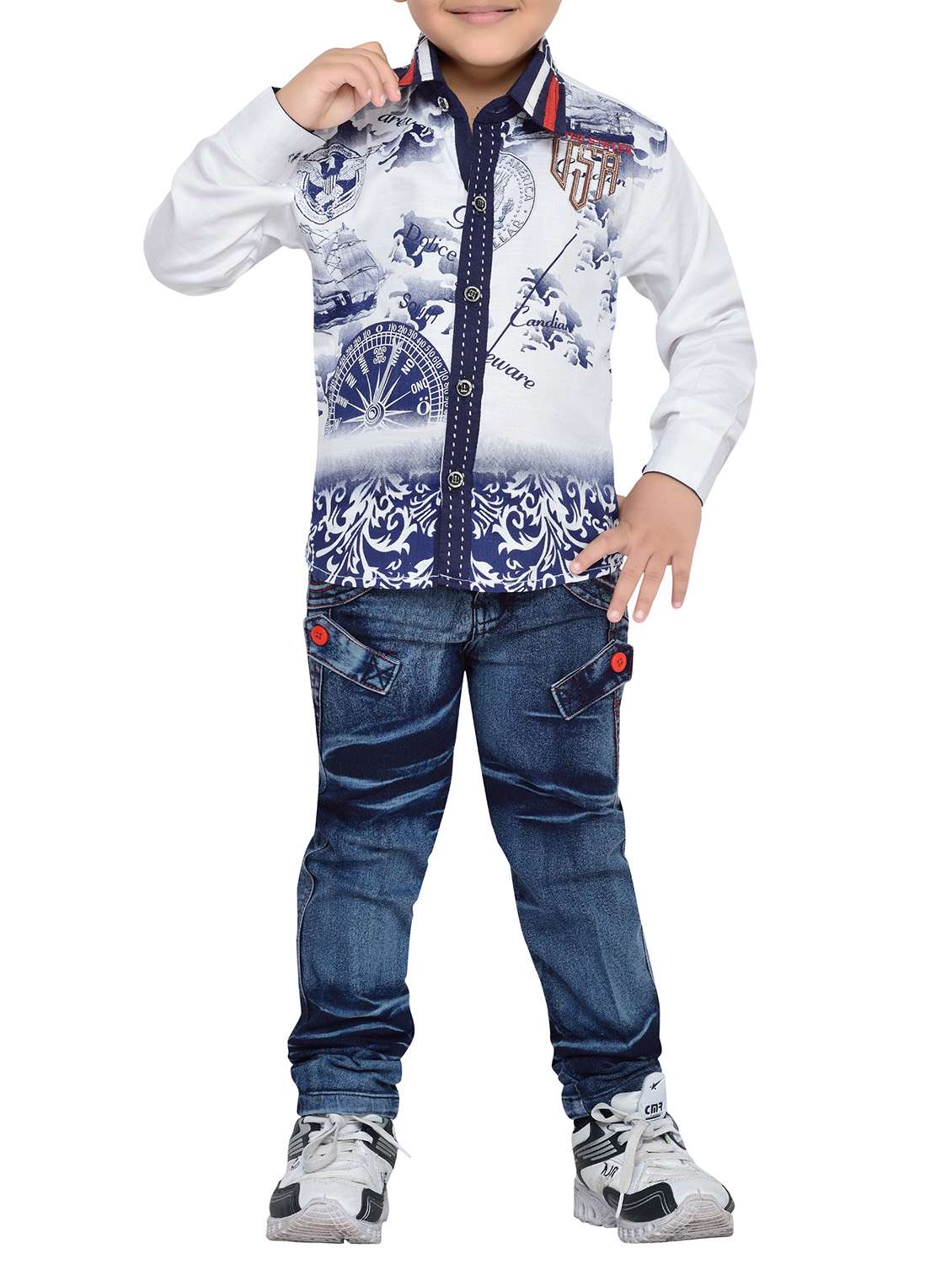 blue cotton full length set