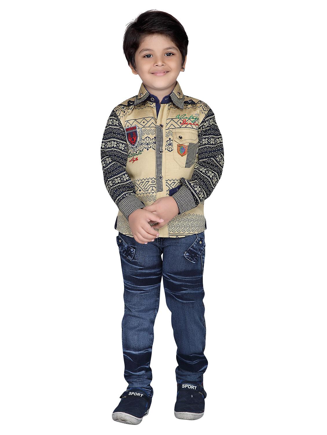 brown and blue cotton twin set - 14416369 - Standard Image - 1