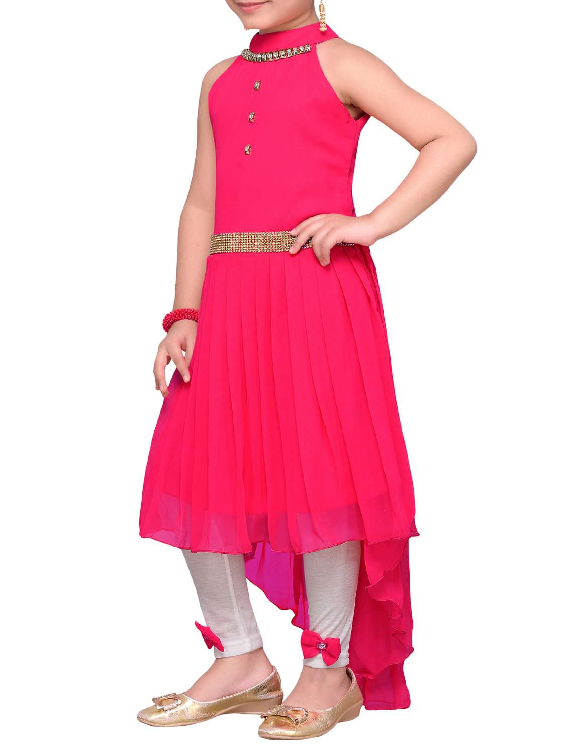 pink georgette tunic set - 14417478 -  Standard Image - 1