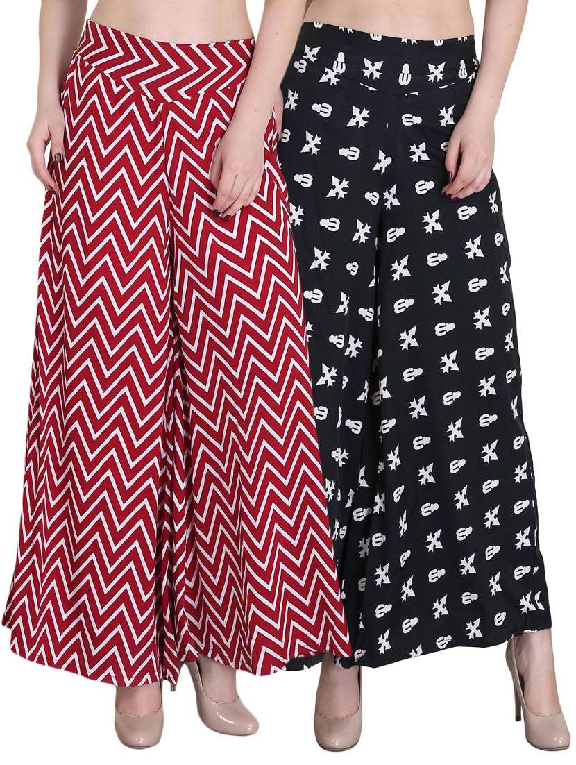 set of 2 multi colored crepe palazzo