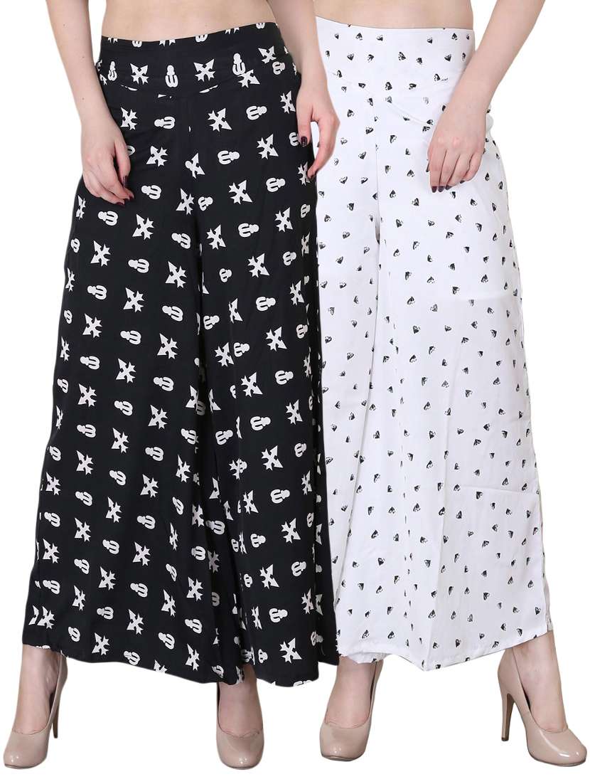 set of 2 multi colored crepe palazzo