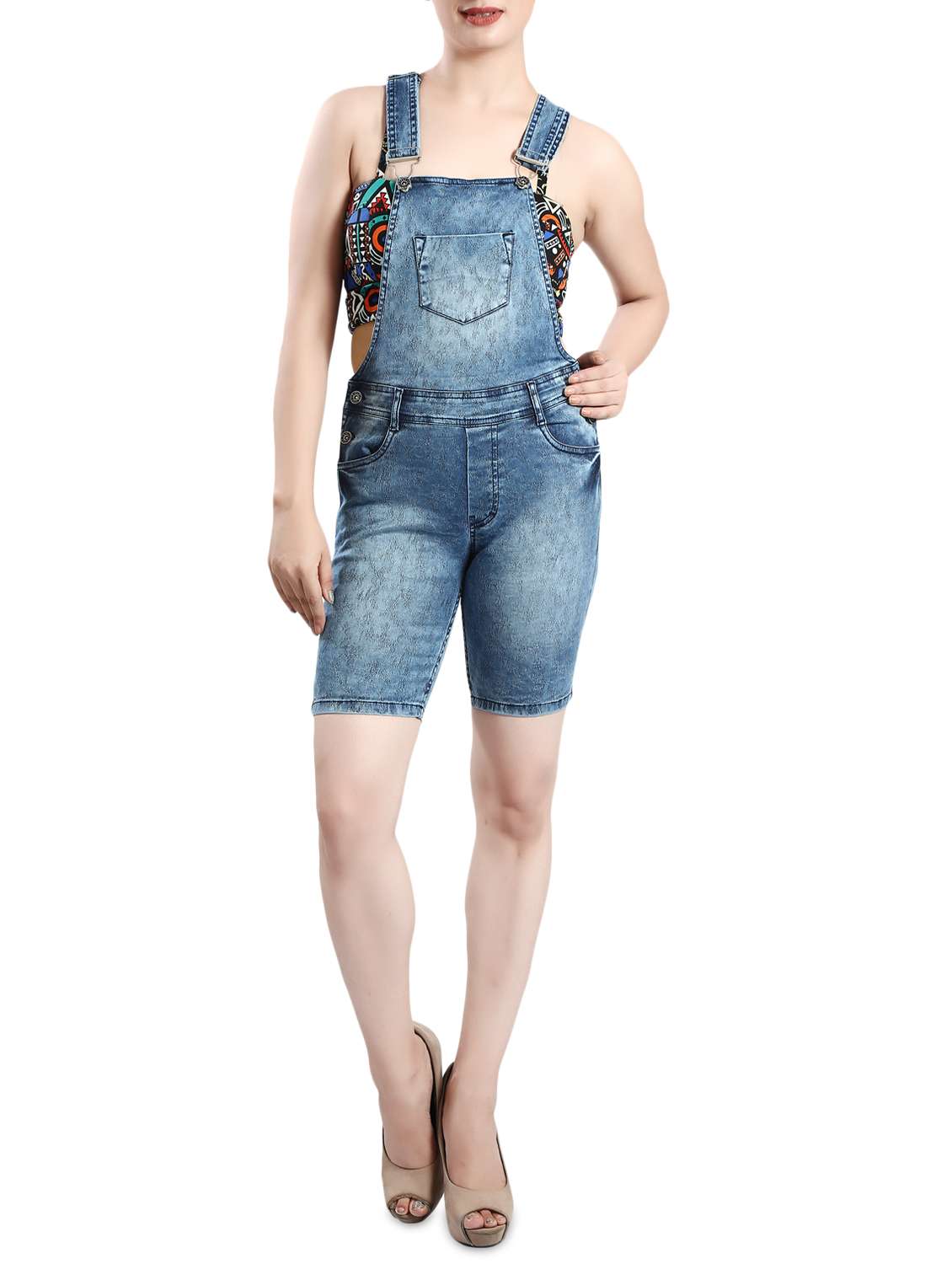 acid washed denim dungaree 