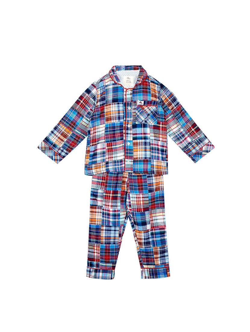 contrast piping pocket patch pyjama set