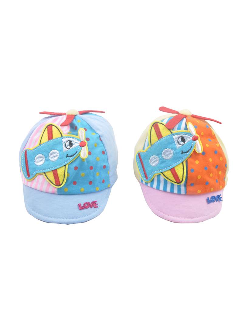 multi colored cotton cap (set of 2)