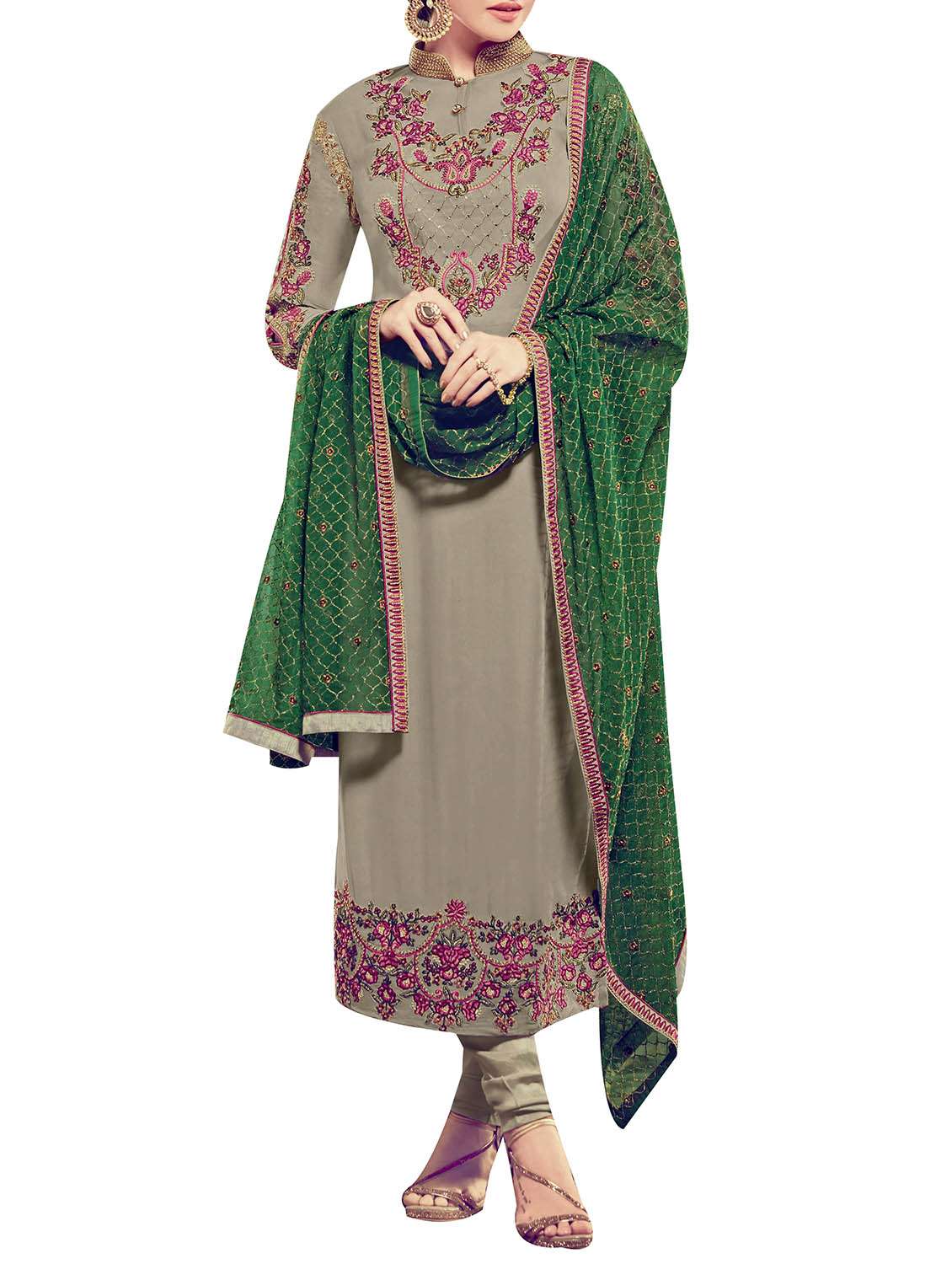 grey churidaar suit unstitched suit