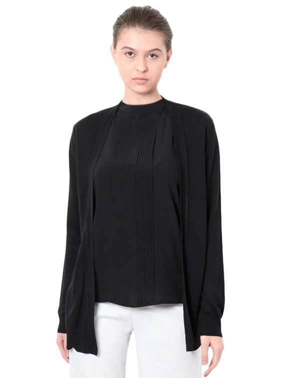 black viscose turtle neck pullover