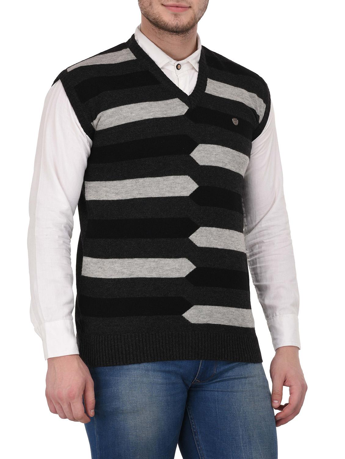 v neck self design pullover - 14425124 - Standard Image - 1