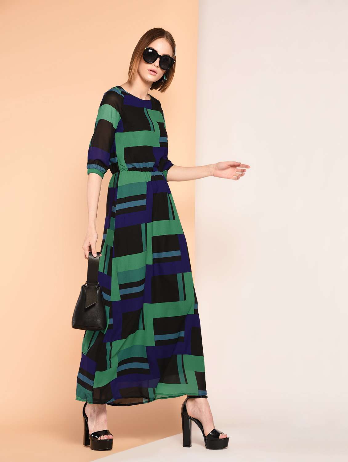 geometric printed maxi dress
