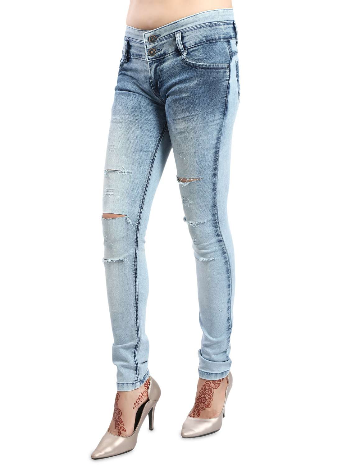 women's distress slim fit jeans - 14426485 -  Standard Image - 1