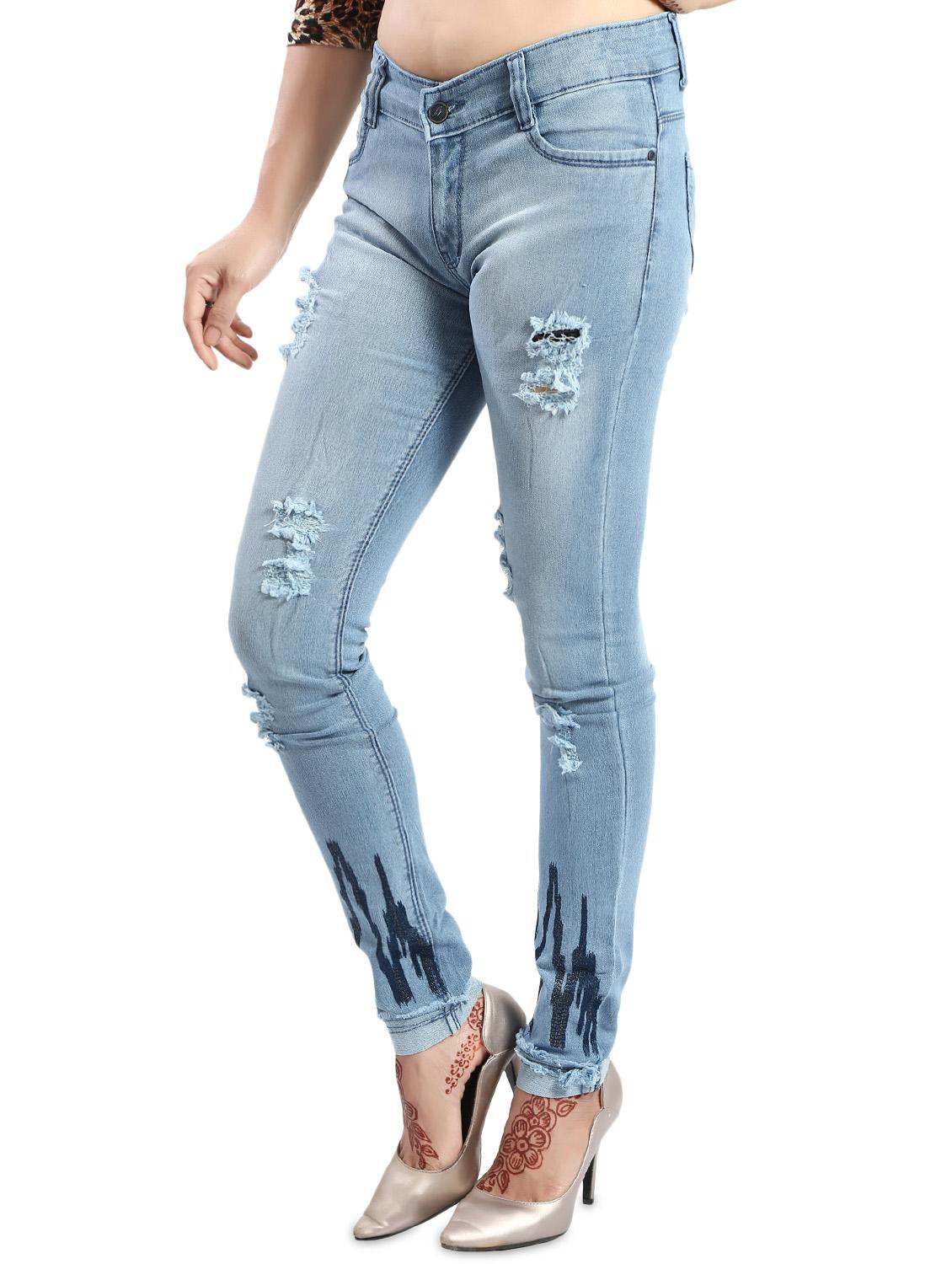 women's distress slim fit jeans - 14426488 - Standard Image - 1