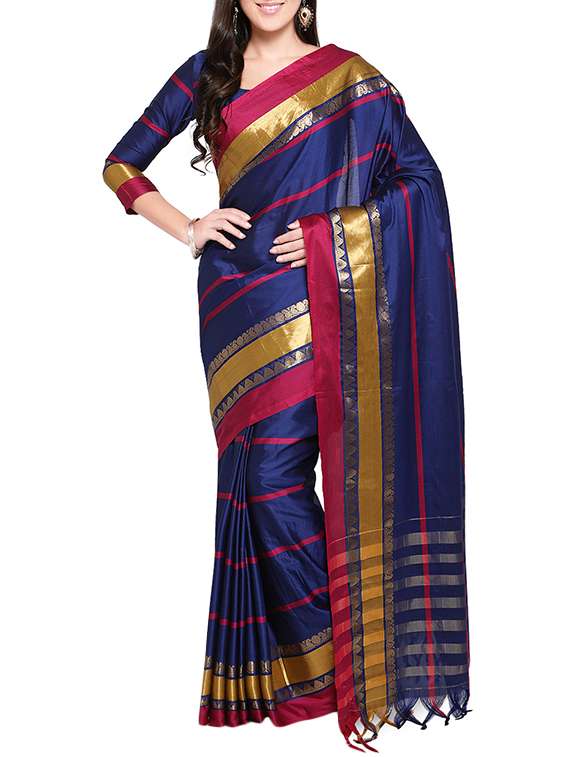 stripes woven saree with blouse