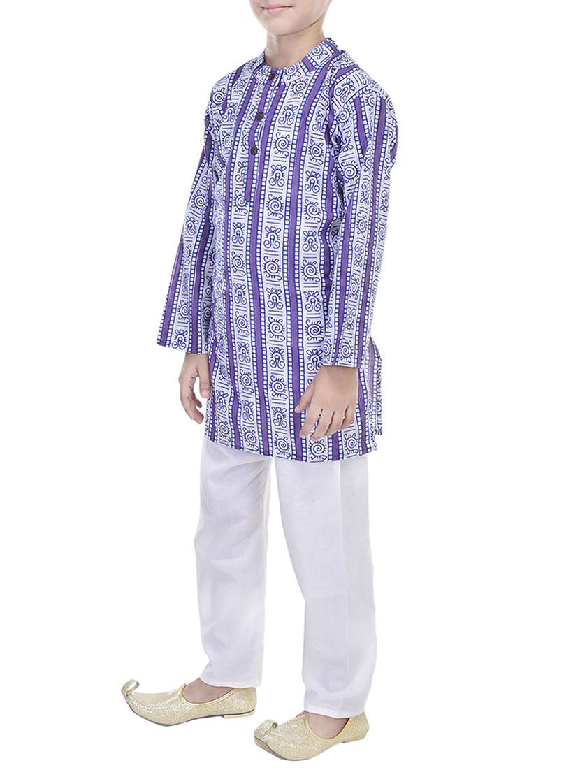 purple cotton kurta set - 14428921 -  Standard Image - 1