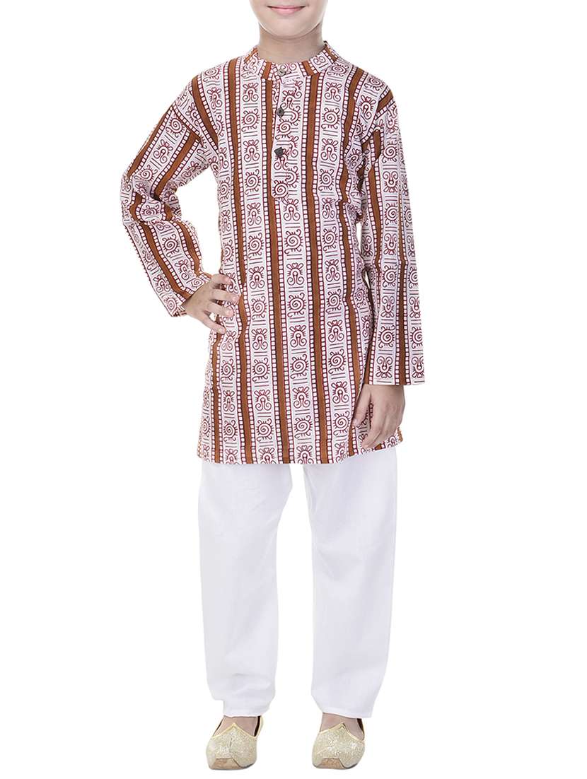 brown cotton kurta set