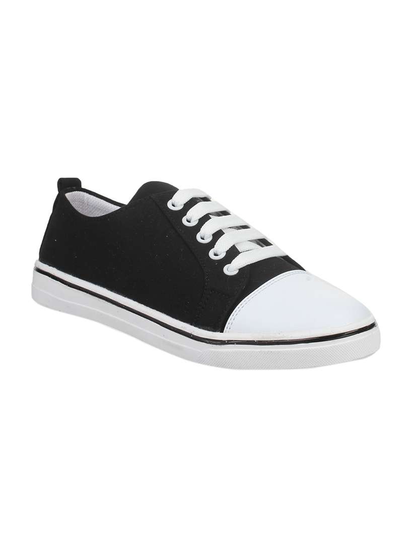 black fabric laceup sneakers