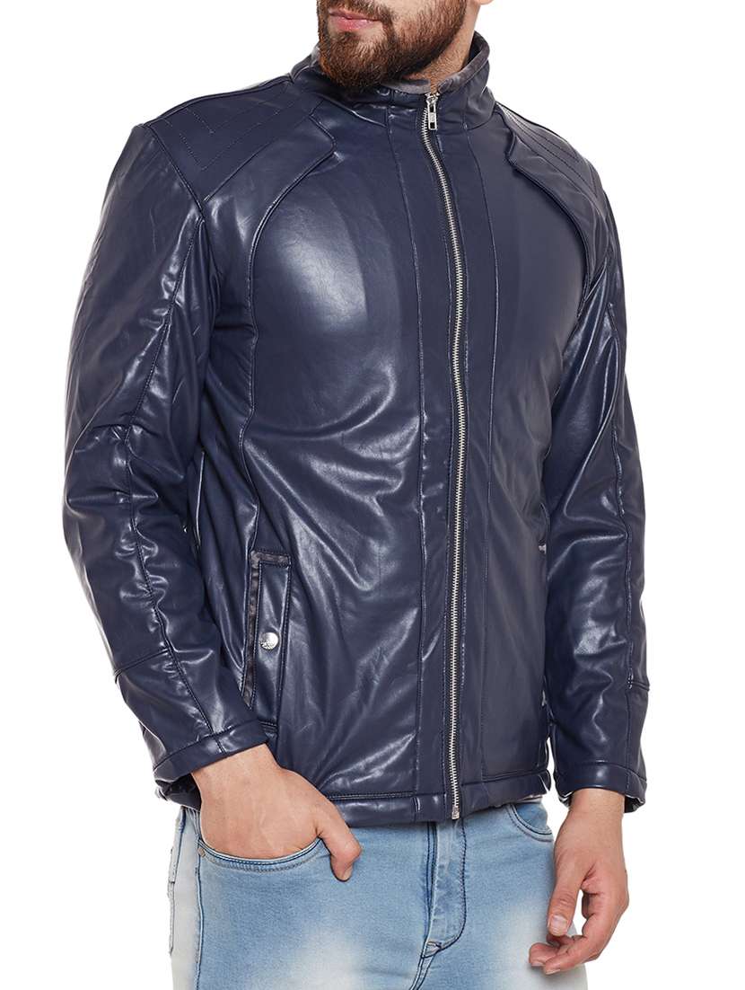 navy blue biker jacket - 14436816 - Standard Image - 1