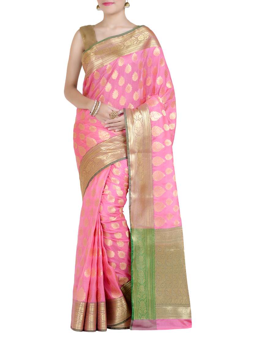 gold paisley pallu banarasi saree with blouse