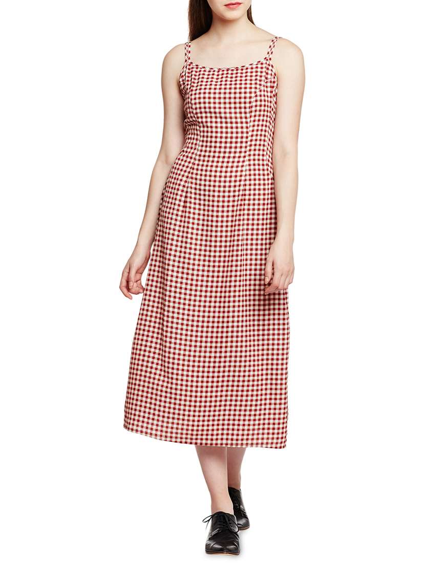 red checked maxi dress