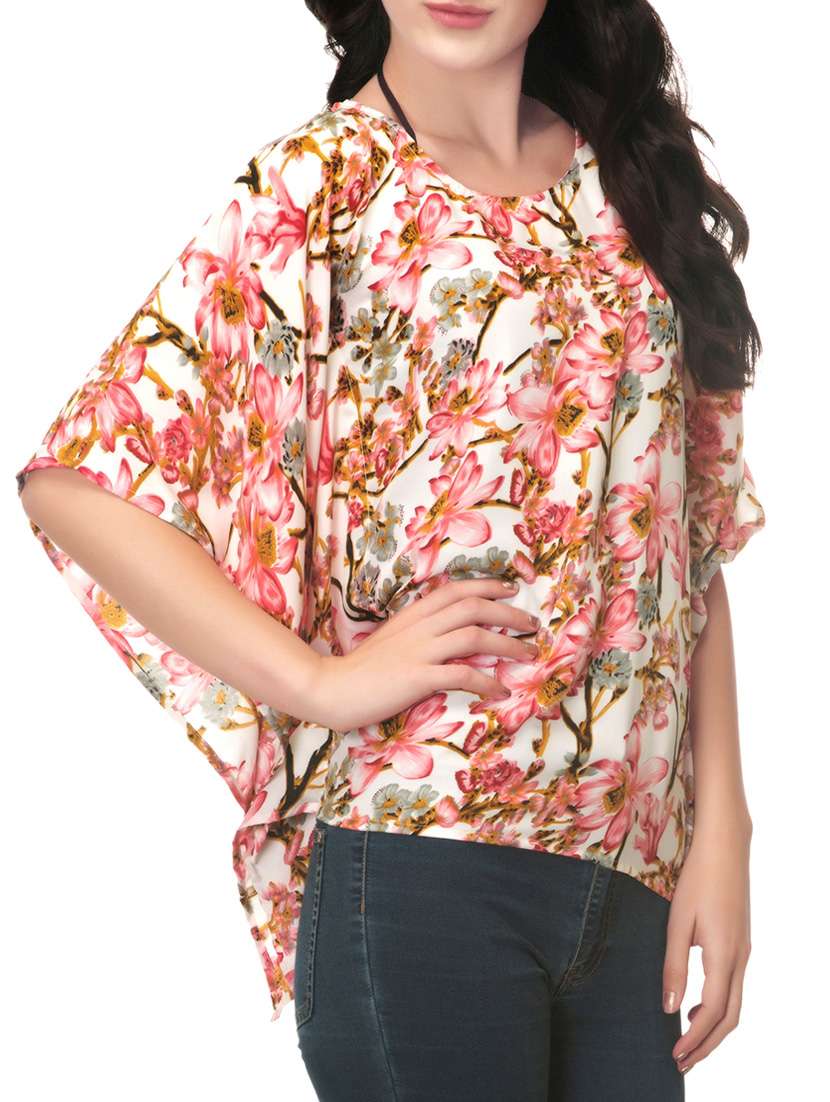 multi colored  floral kaftan top  - 14439726 -  Standard Image - 1