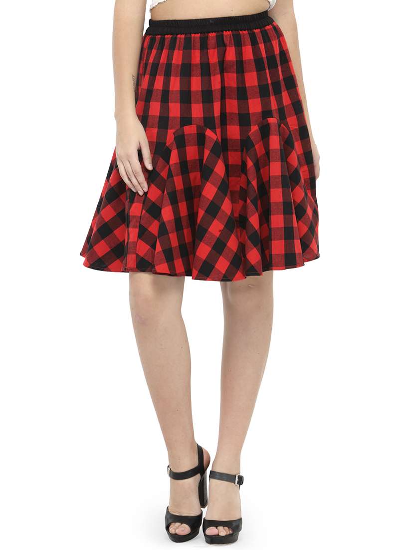 red checkered cotton skirt