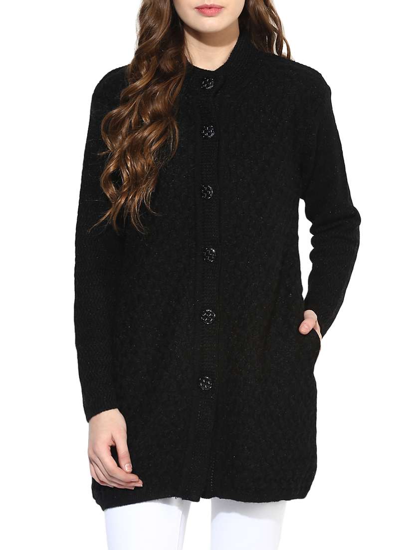 black woolen coatigan cardigan