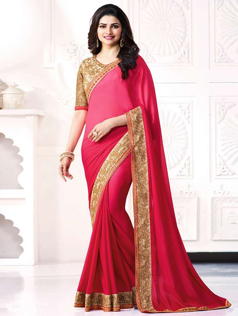 red bordered saree with blouse