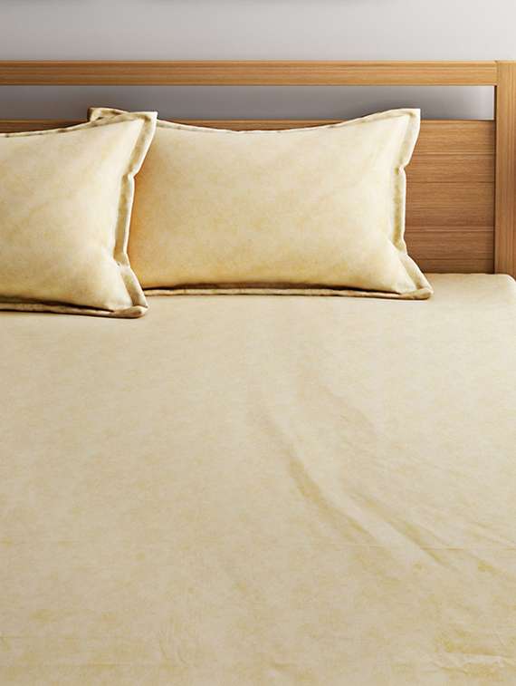 plain cotton queen size 280 gsm double bed sheet with 2 pillow covers - 14444344 - Standard Image - 1
