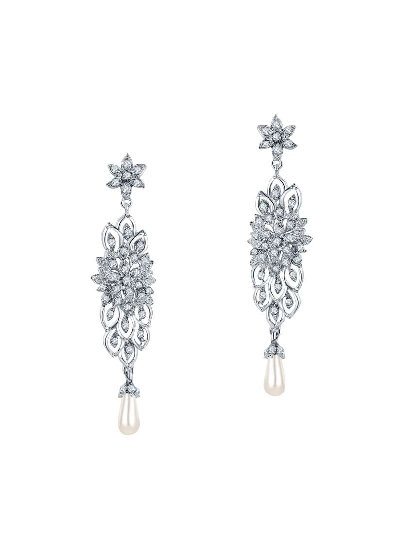 white copper drop earrings