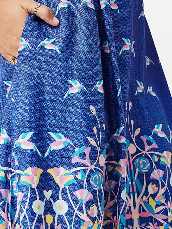 blue and green embroidered dress Blue And Yellow Embroidered Anarkali Suit main image 1