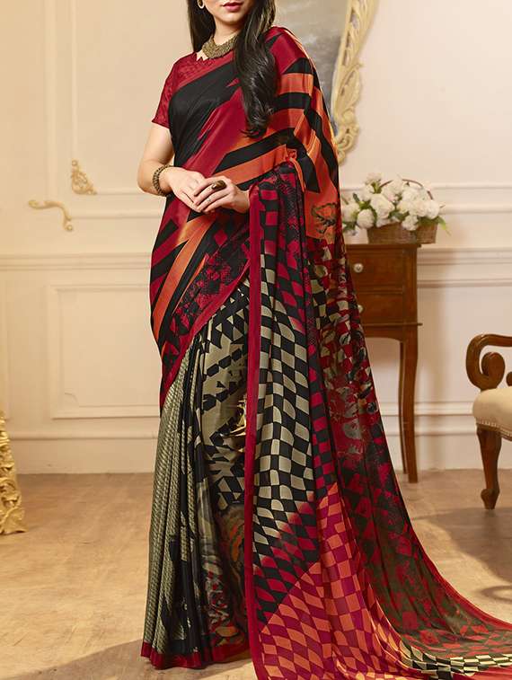 multicolored printed saree with blouse