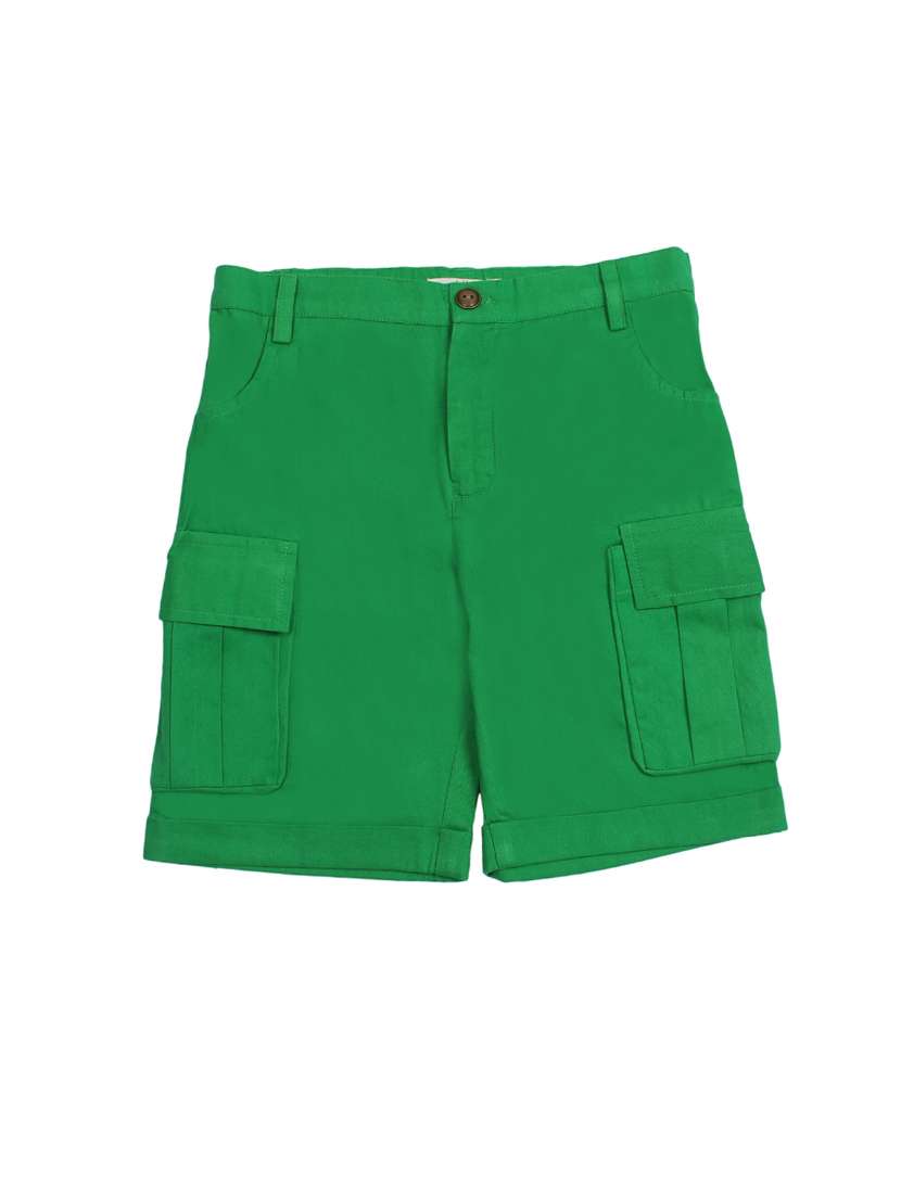 green cotton cargo shorts
