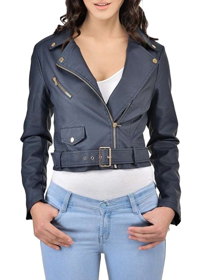 navy blue leatherette jacket