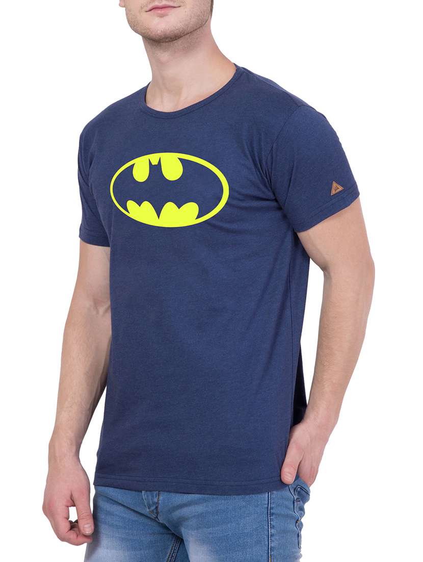 navy blue cotton chest print tshirt - 14455673 - Standard Image - 1