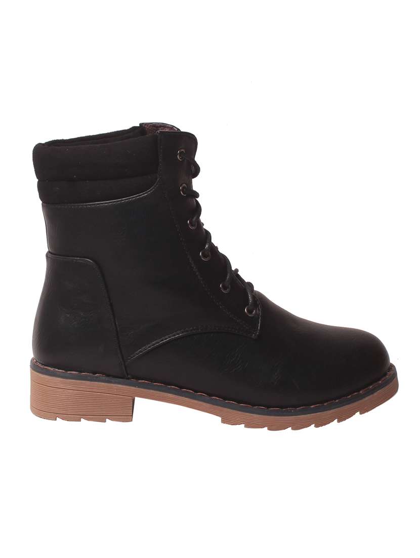 black  faux leather ankle  boot - 14457053 -  Standard Image - 1