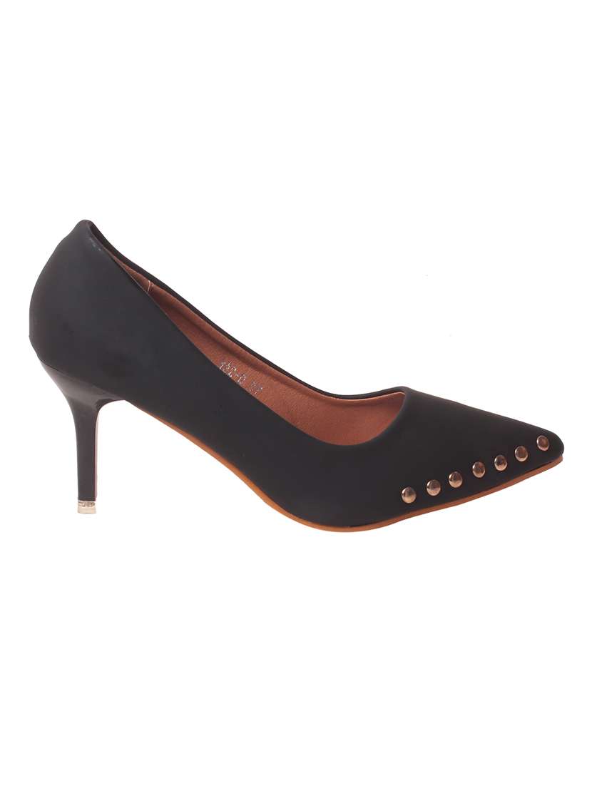 black faux leather slip on pumps - 14457060 - Standard Image - 1