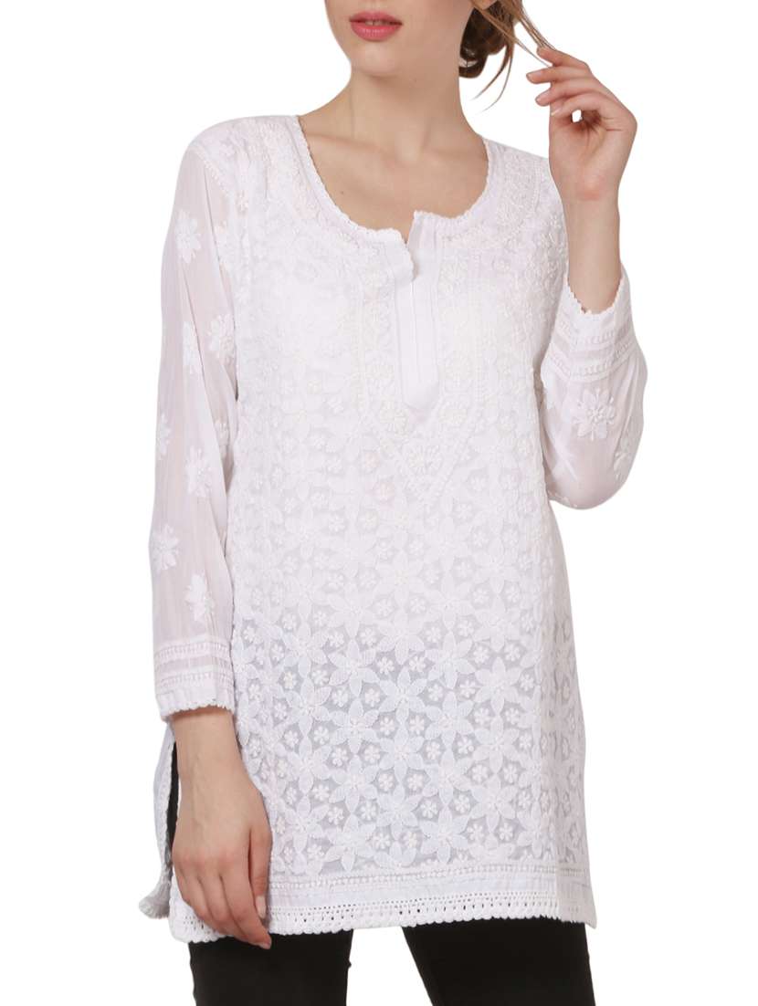 white cotton straight kurti