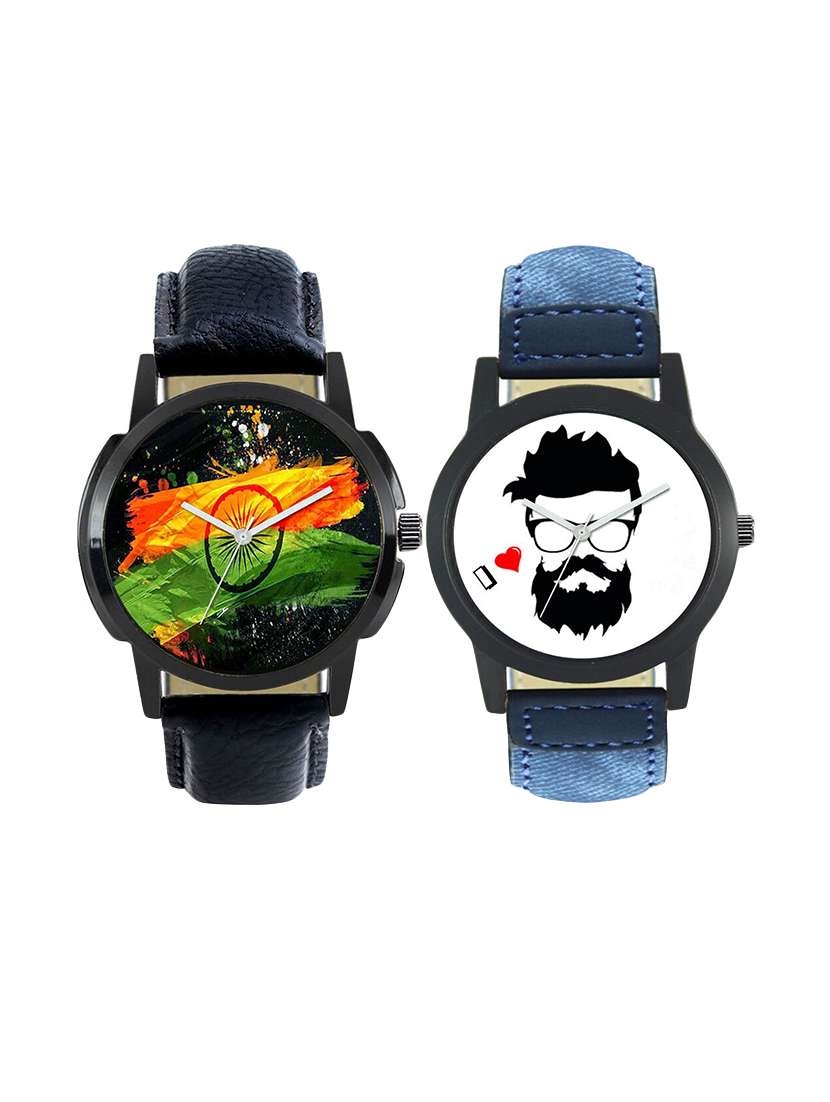 gurukrupa enterprise men analog dial leatherette strap watch combo